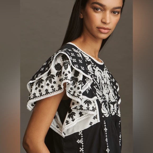 FARM Rio Black and White Embroidered Blouse - Picture 3 of 10